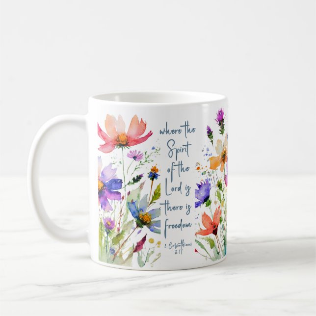 Mug 2 Corinthiens 3:17 Liberté Bible Verse (Gauche)