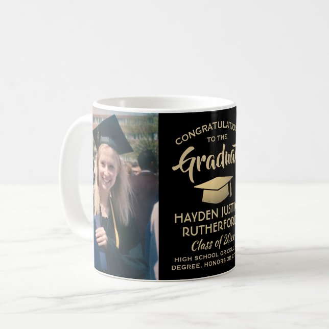 Mug 2 Félicitations pour la graduation photo Elégant N (Devant gauche)