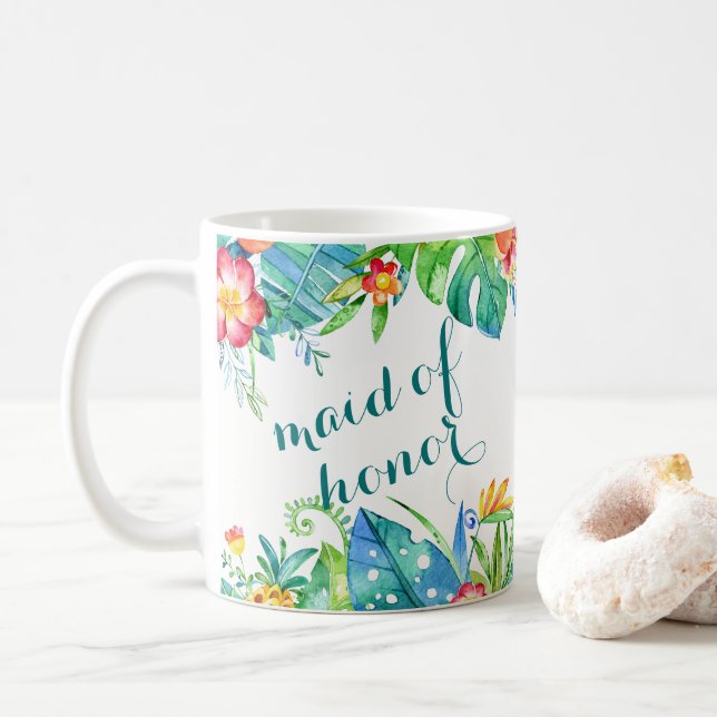 Mug 2 floraux tropicaux ont dégrossi domestique (Avec donut)