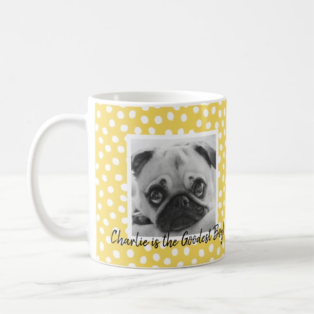 Mug 2 Photo Collage Polka Jaune Pointe Pet Parent (Gauche)