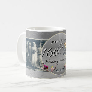 Mug 2 Photos 16ème anniversaire Mariage cire