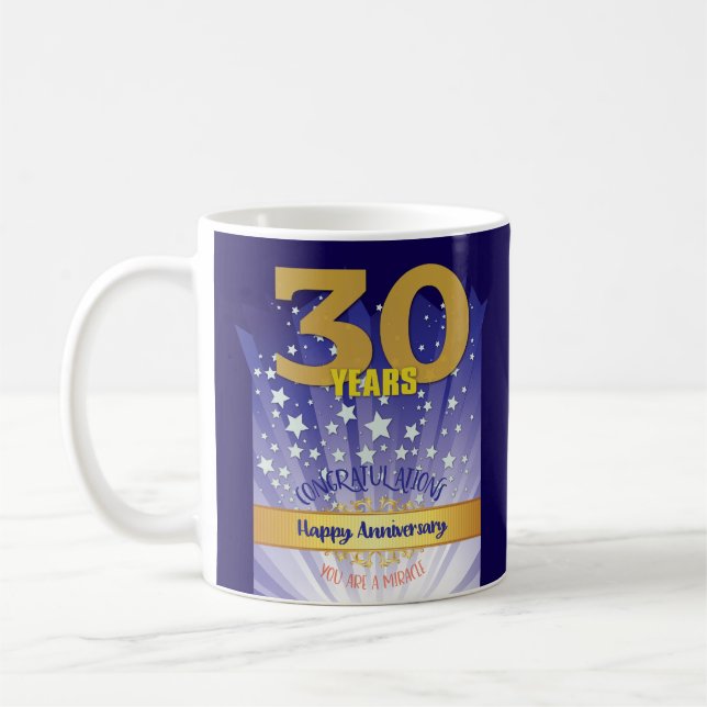 Mug 30 ans CUSTOM Recovery Anniversaire Bold Numeral (Gauche)