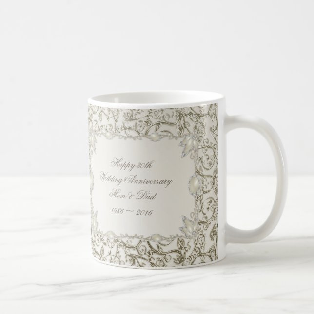 Mug 30ème anniversaire de mariage de perle élégante (Droite)