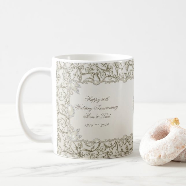 Mug 30ème anniversaire de mariage de perle élégante (Avec donut)