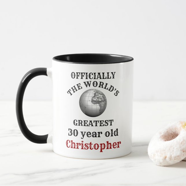 Mug 30th Birthday Greatest 30 year old Ajouter Votre N (Avec donut)