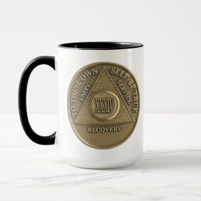 Mug 34 ans NOM PERSONNALISÉ Sober Coin Anniversaire (Gauche)