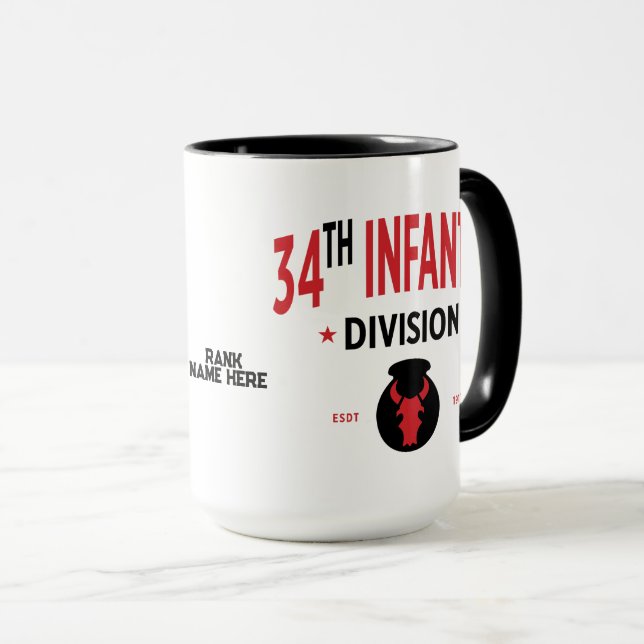 Mug 34e division d'infanterie personnalisable (Devant droit)
