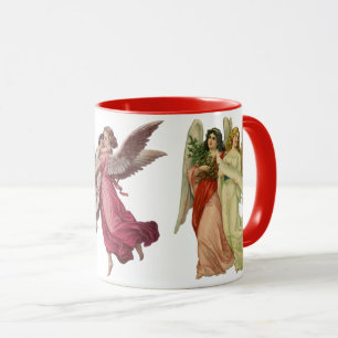 Mug 3 Anges Victoriennes Différents, Noël Vintage