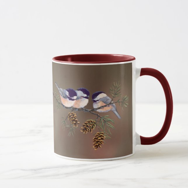 Mug 3 CHICKADEES et CÔNES par SHARON SHARPE (Droite)