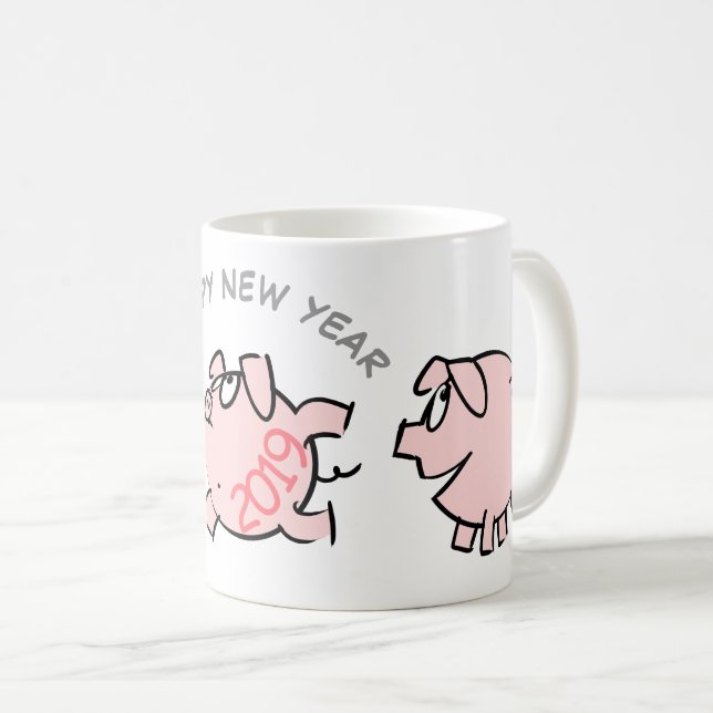 Mug 3 Drôle Drôle Dessin Illustration Cochon Année 201 (Devant droit)