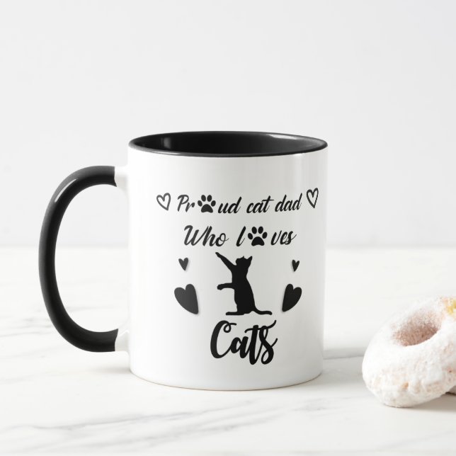 Mug 3.Fier papa chat, papa chat, meilleur papa chat ja (Avec donut)