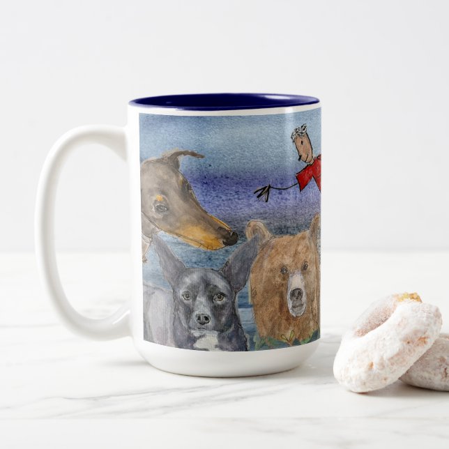Mug #3 Joanna Flying Over Animals  (Avec donut)