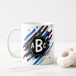 Mug 3 Lettre initiale Monogramme Cadre noir Peinture b