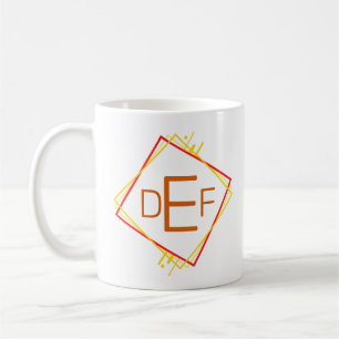 Mug 3 Lettre initiale Monogramme Rouge Jaune Brown Car