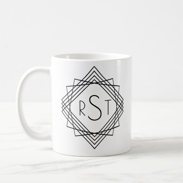 Mug 3 Lettre monographique initiale Lignes géométrique (Gauche)