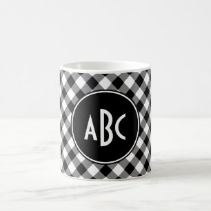 Mug 3 lettres Monogramme plaqué de buffle noir et blan