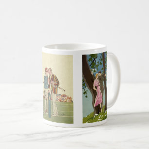 Mug 3 Nouveaux mariés romantiques Art Déco Vintage