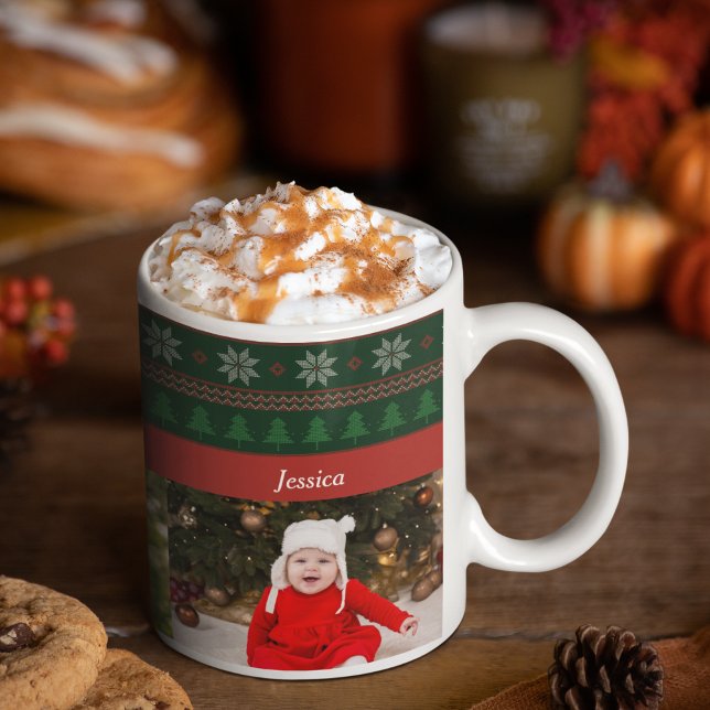 Mug 3 Petits-Enfants Photo Collage Sympa Arbre de Noël (Créateur téléchargé)