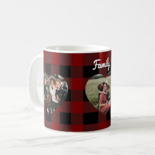 Mug 3 Photo amour coeurs buffalo plaid