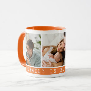 Mug 3 photo Collage photo multiple Famille Citation or