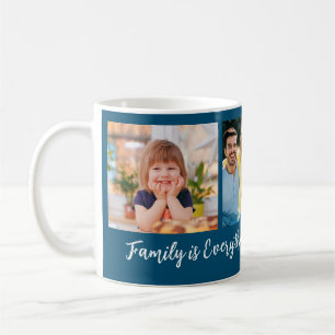 Mug 3 Photo personnalisée Nom de famille Citation Bleu