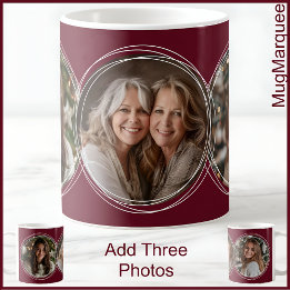 Mug 3 Photos de Noël Collage Maroon C31 Maman Mère