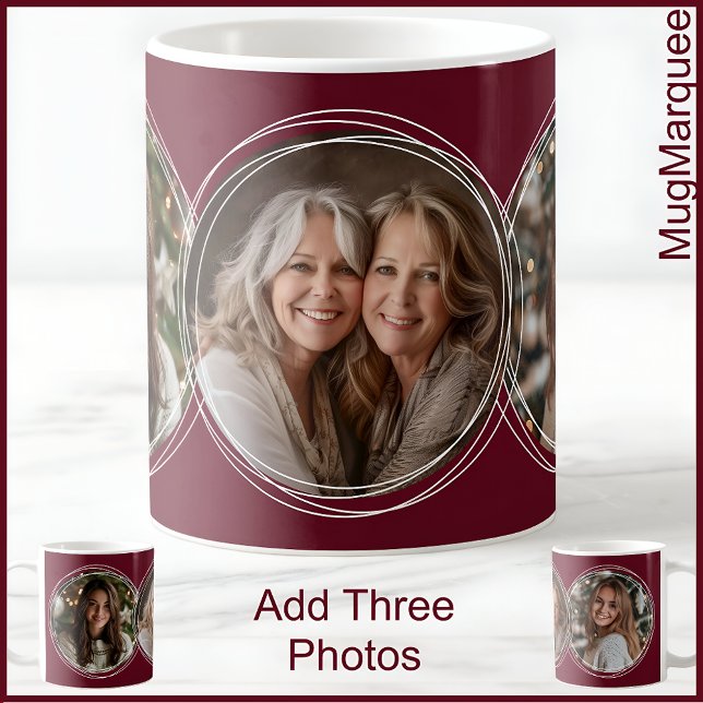 Mug 3 Photos de Noël Collage Maroon C31 Maman Mère (Créateur téléchargé)