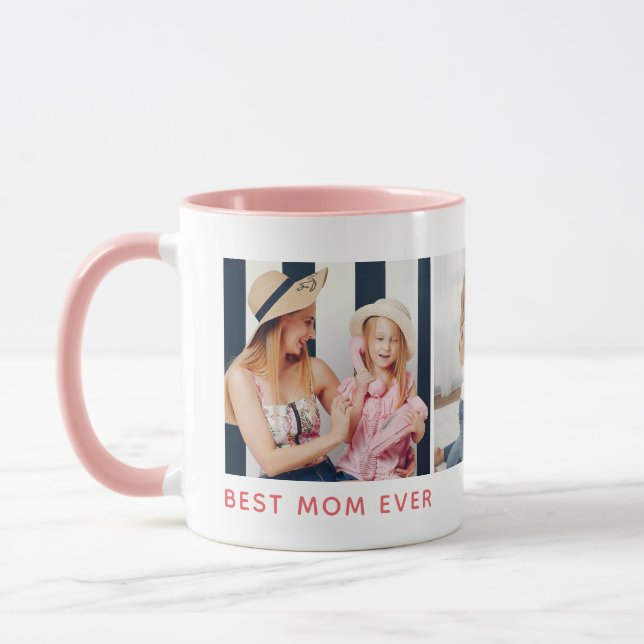 Mug 3 photos personnalisées 'Best Mom Ever' (Gauche)