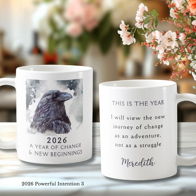 Mug 3. Raven 2026 Year of Change Powerful Intention (Raven 2026 Year of Change and New Beginnings Powerful Intention 3 Coffee Mug)