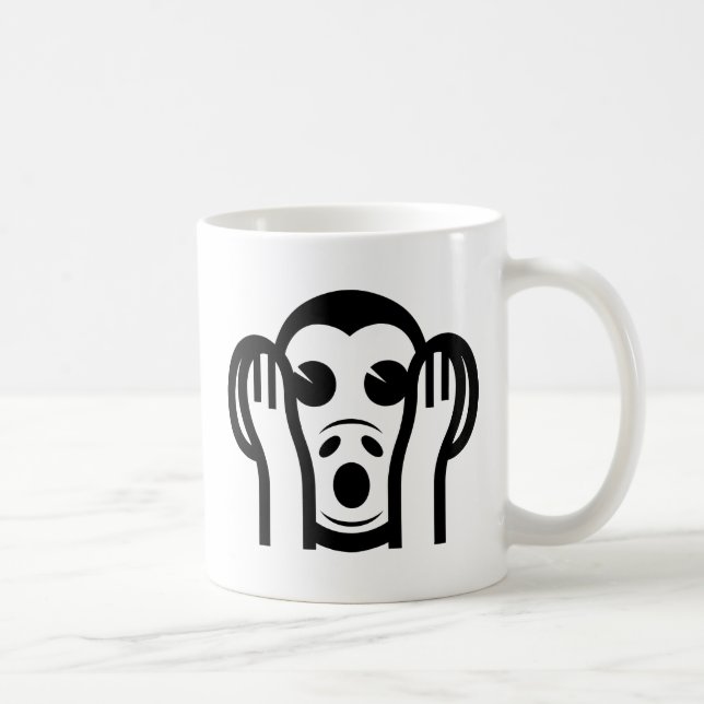 Mug 3 Singes Sages Kikazaru 聞 か ざ る N'Écouter AUCUN Em (Droite)