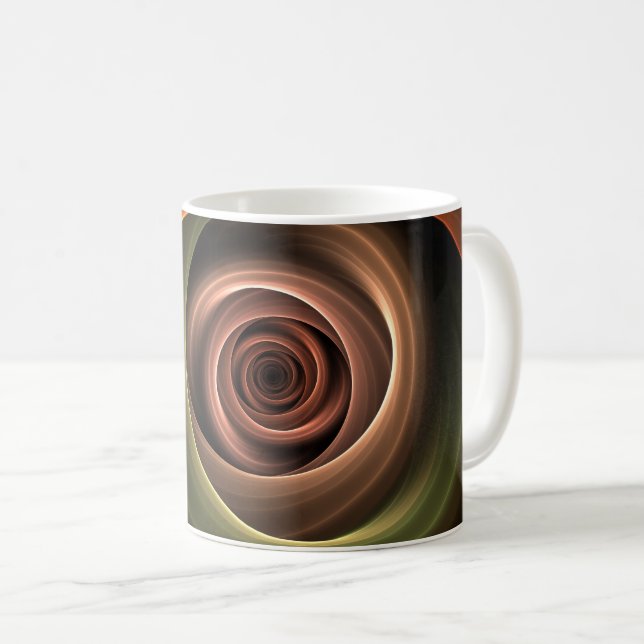 Mug 3D Spirale Abstraite couleurs chaudes Art fractal  (Devant droit)