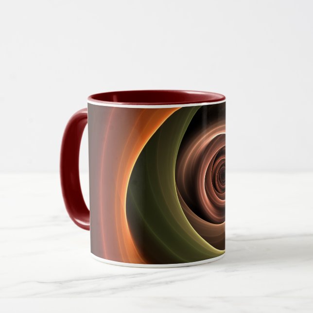 Mug 3D Spirale Abstraite couleurs chaudes Art fractal  (Devant gauche)