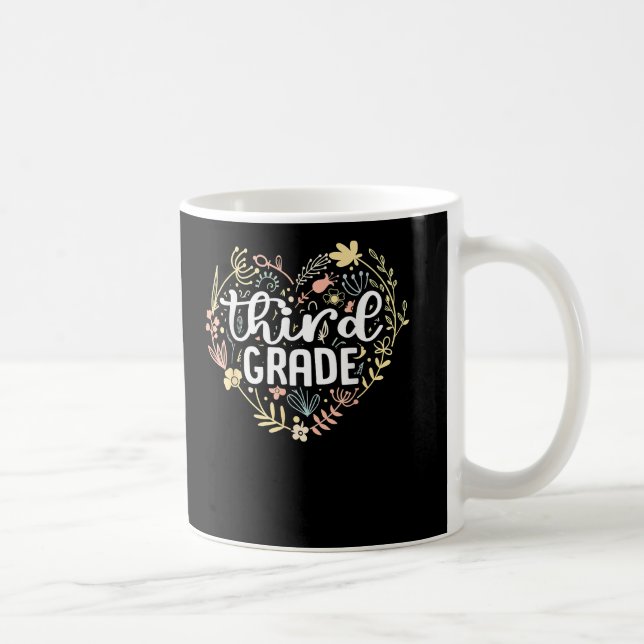 Mug 3e année Coeur floral Retour à l'école filles (Droite)