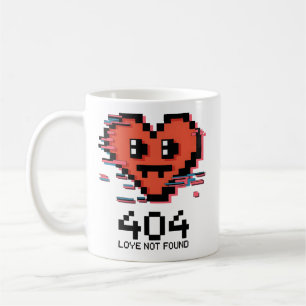 Mug 404 Amour non trouvé - Coeur Pixel rayé