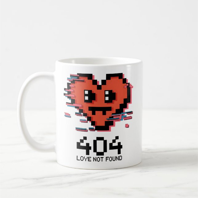 Mug 404 Amour non trouvé - Coeur Pixel rayé (Gauche)
