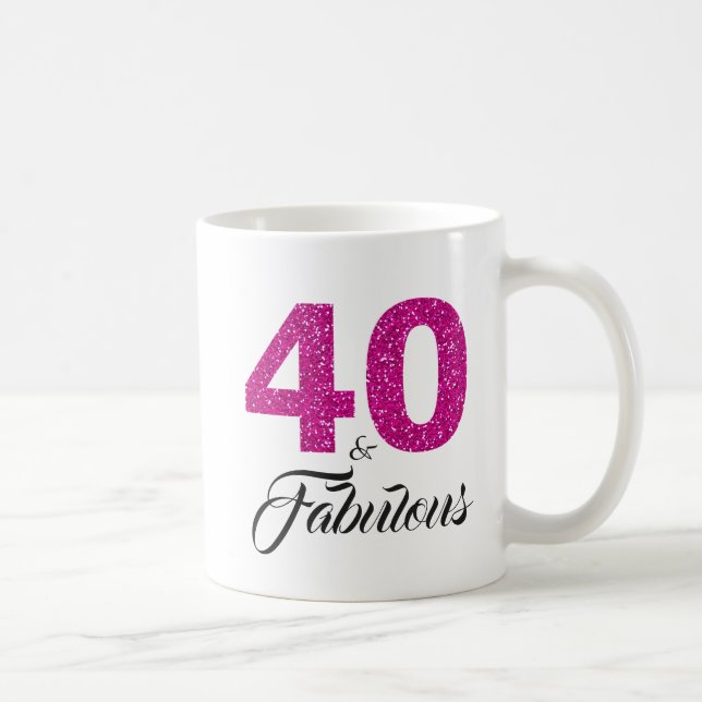 Mug 40 et anniversaire de parties scintillantes roses (Droite)