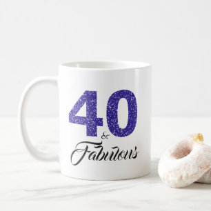 Mug 40 et fabuleuse Parties scintillant bleue 40e anni