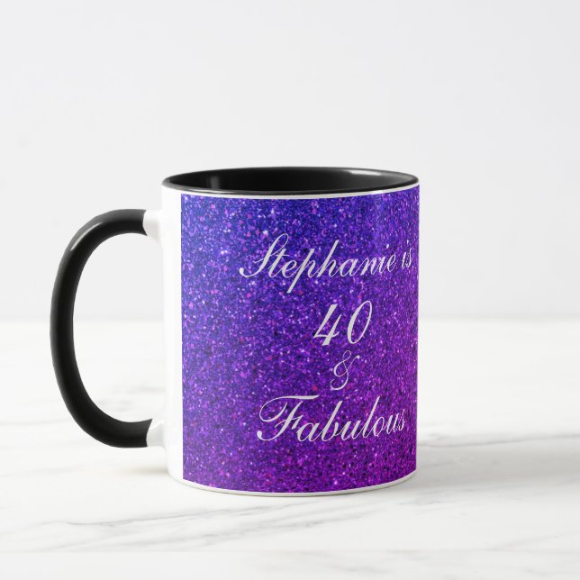 Mug 40 Et Fabuleux Anniversaire Rose violet Parties sc (Gauche)