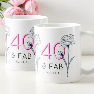 Mug 40 et fabuleux Pink Floral fête du 40e anniversair