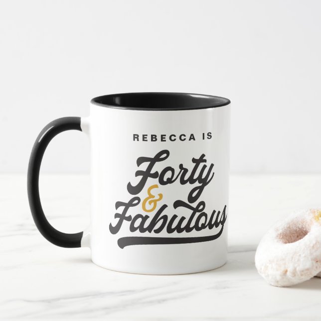 Mug 40 & fabuleux anniversaire rétro script vintage (Avec donut)