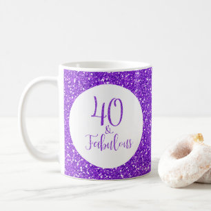 Mug 40 & Fabuleux anniversaire Sparkly Purple Parties