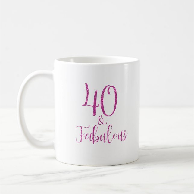Mug 40 & Fabulous Parties scintillant rose (Gauche)
