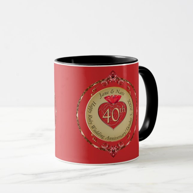 Mug 40e/15e anniversaire du Mariage Ruby (Devant droit)
