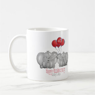 Mug 40e anniversaire de rubis mariage cadeau d'éléphan