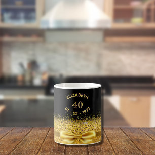 Mug 40e anniversaire d'or de l'arc noir nom étincelant