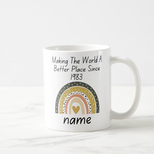 Mug 40e cadeau d'anniversaire, rendre le monde meilleu (Droite)
