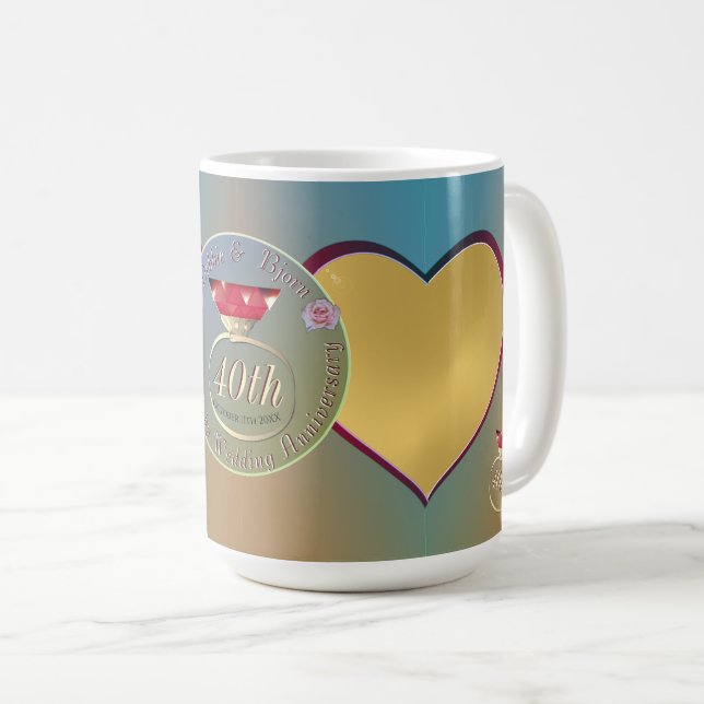Mug 40ème anniversaire du Mariage de Ruby 2 photos Caf (Devant droit)