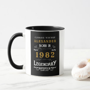 Mug 40th Birthday 1982 Ajouter le nom Vintage Black Go