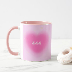 Mug 444 Moderne Coeur rose Numéro d'ange esthétique