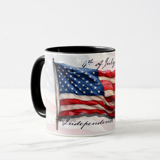 Mug 4 juillet - Célébrer avec le drapeau américain (Devant gauche)